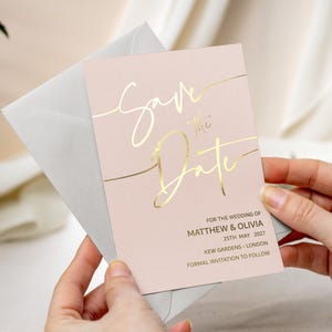 Save the Date Karte mit Folie, Save the Date Karten, zartes Rosa Minimalistisch, Save the Dates, Hochzeitseinladung, Einladungskarte.
