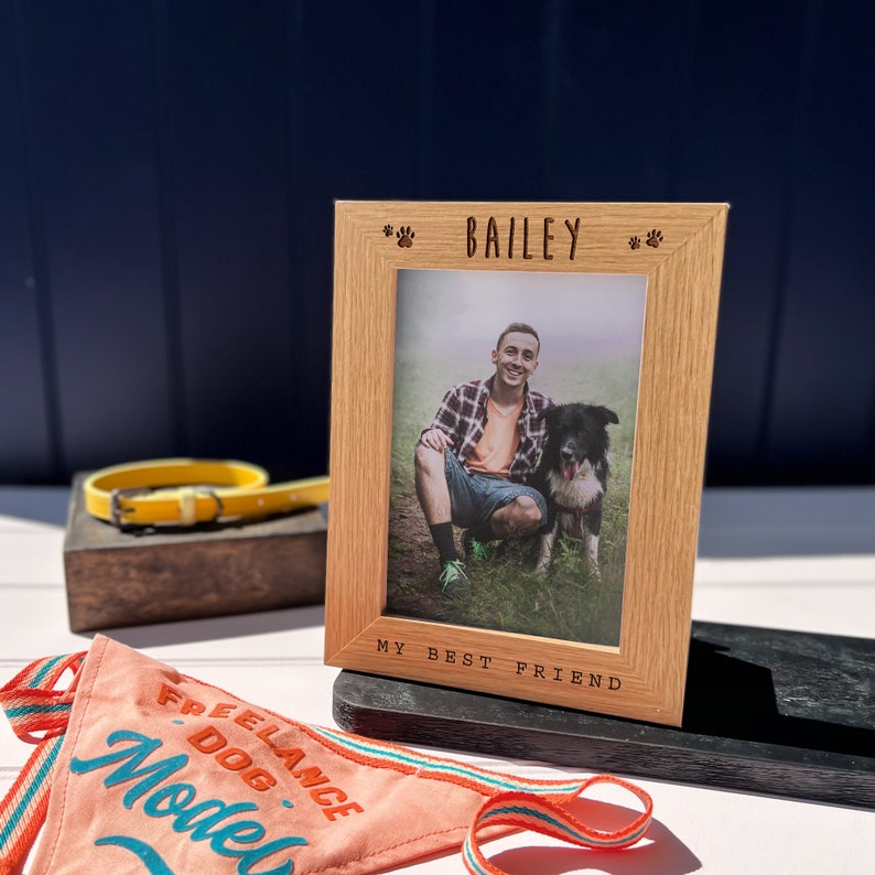 Personalised Dog Memorial Gift Photo Frame, Pet Cat Owners Dog Mom, Dog Memorial Present, Custom Text Engraved Pet Picture Frame image 5