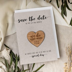 Save the Date Magnets Cards | Wedding Invitations, Rustic Magnet Invites, Custom Wood Fall Winter Invitation, Wooden Save the Dates - Kraft image 3