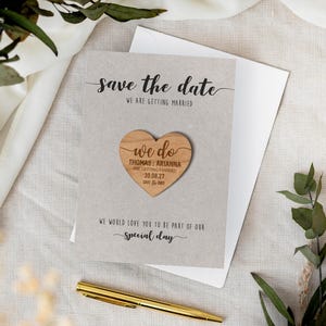 Save the Date Magnets Cards | Wedding Invitations, Rustic Magnet Invites, Custom Wood Fall Winter Invitation, Wooden Save the Dates - Kraft image 4