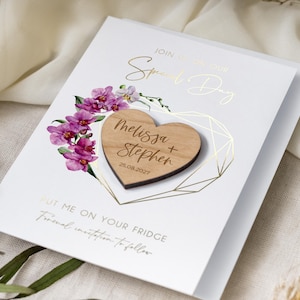 Save the Date Magnet with Cards | Foil Save the Dates, Luxury Wedding Invitation, Minimalist Invites, Greenery Botanical