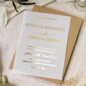 Gold Wedding Invitation, Vellum Foil Vellum Invites, Gold Foil, Rose Gold Foil, Silver Foil, Suite, Luxury Invitation, Minimalist "Dubai"