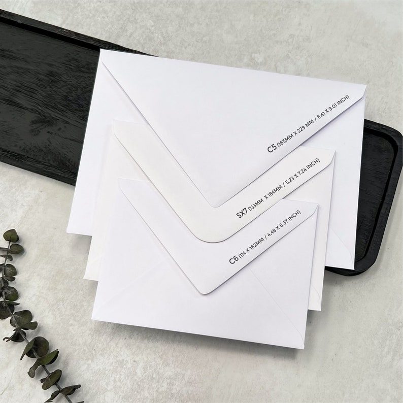 Enveloppes de luxe C6, 5x7 ou C5 en 12 couleurs différentes, Invitations de mariage, Save the Dates RSVP Envelopes, Free Foil Stickers image 2