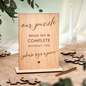 Hochzeitsgästebuch Alternative | Puzzle-Gästebuch Alternative Hochzeit, individuelles rustikales Hochzeitsdekor, personalisiertes Puzzle-Gästebuch Bild 6