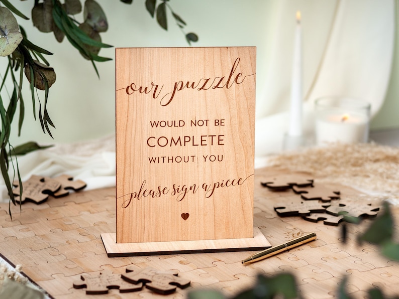 Hochzeitsgästebuch Alternative | Puzzle-Gästebuch Alternative Hochzeit, individuelles rustikales Hochzeitsdekor, personalisiertes Puzzle-Gästebuch Bild 6