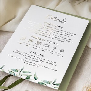 Wedding Information Cards Invites | Gold Foil Wedding Detail  Card | Reception Invitation Insert Card | RSVP Foil Invite Suite "Florence"