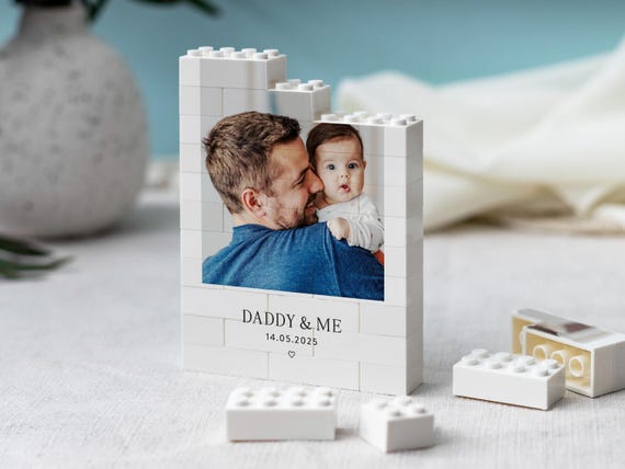 Daddy And Me Photo Keepsake, Personalised Fathers Day Gift, Dad And Baby Keepsake Block, New Dad Birthday Present, Gift For Daddy From Kids