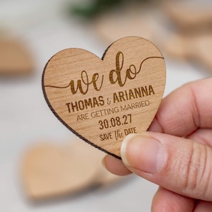 Calamita Save The Date, Inviti di Nozze, Biglietti Save The Date Rustici Autunno Inverno Cuore, Inviti di Nozze Boho in Legno Personalizzati, Eleganti