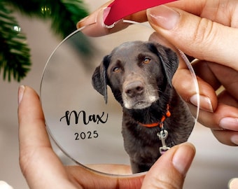 Personalised Pet Photo Ornament, Christmas Bauble For A Dog Or Cat, First Christmas Keepsake, Gift For A Dog Owner Or Cat Lover