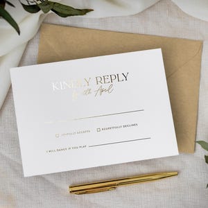 Hochzeit Antwortkarten Einladungen | Luxus Detail Karte mit Umschlägen | Goldfolie Boho Hochzeit Antwortkarte ""Ibiza""