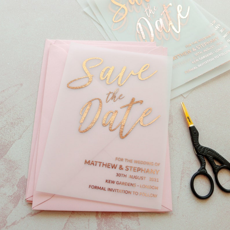 Foil Vellum Save the Dates Cards Save the Dates Invites Etsy