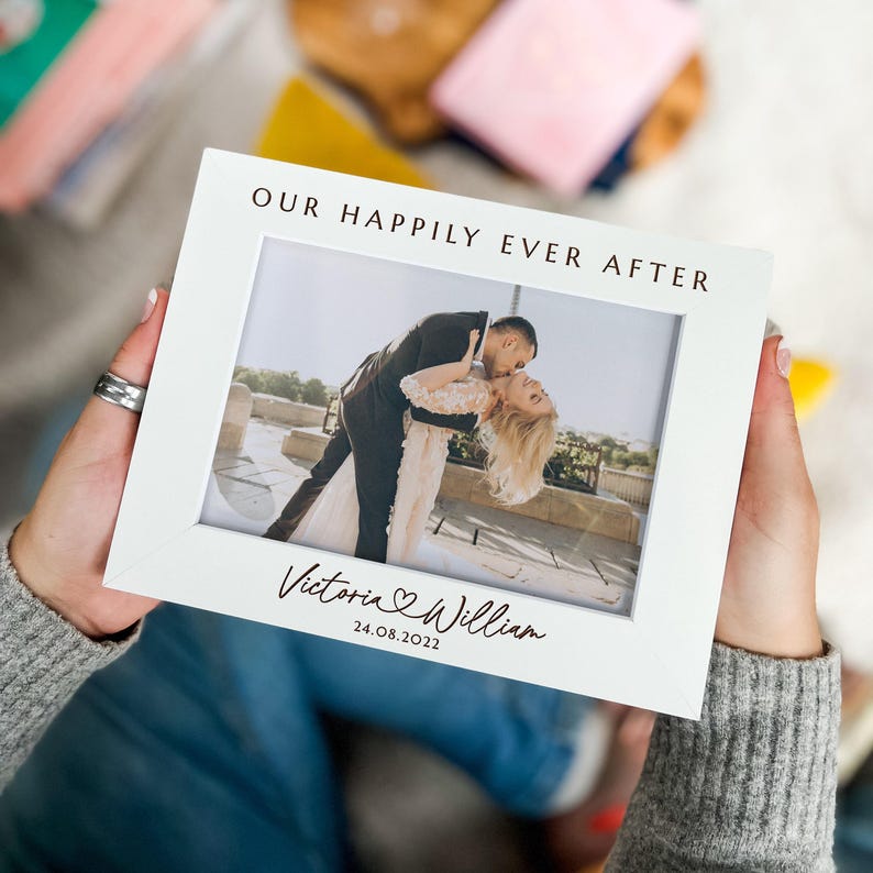 Wedding Gift For Couples, Personalised Wedding Day Photo Frame, First Anniversary Gifts For Wife Husband, Just Married, Custom Picture Frame