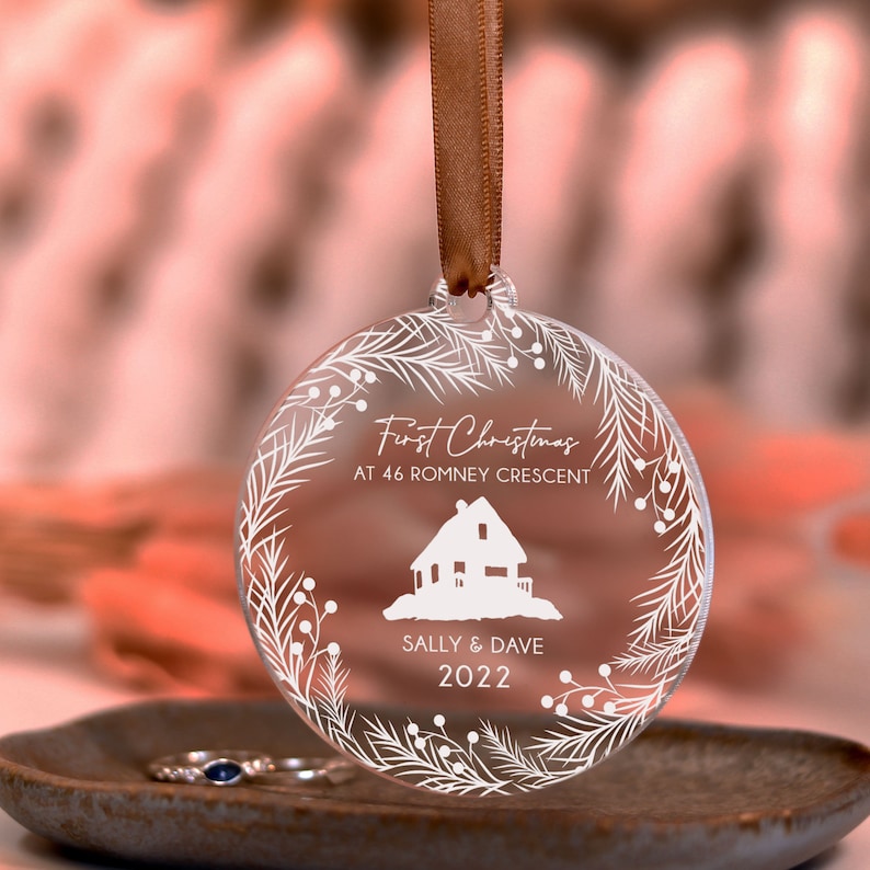 First Christmas New Home Gift Bauble, Personalised In Our First Home Christmas Ornament, First Christmas New House Decoration Couple Gift image 7