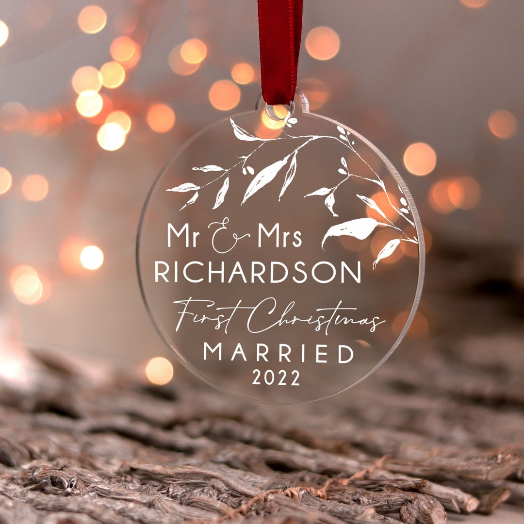 Personalised Our First Christmas Married Ornaments as Mr and Etsy UK