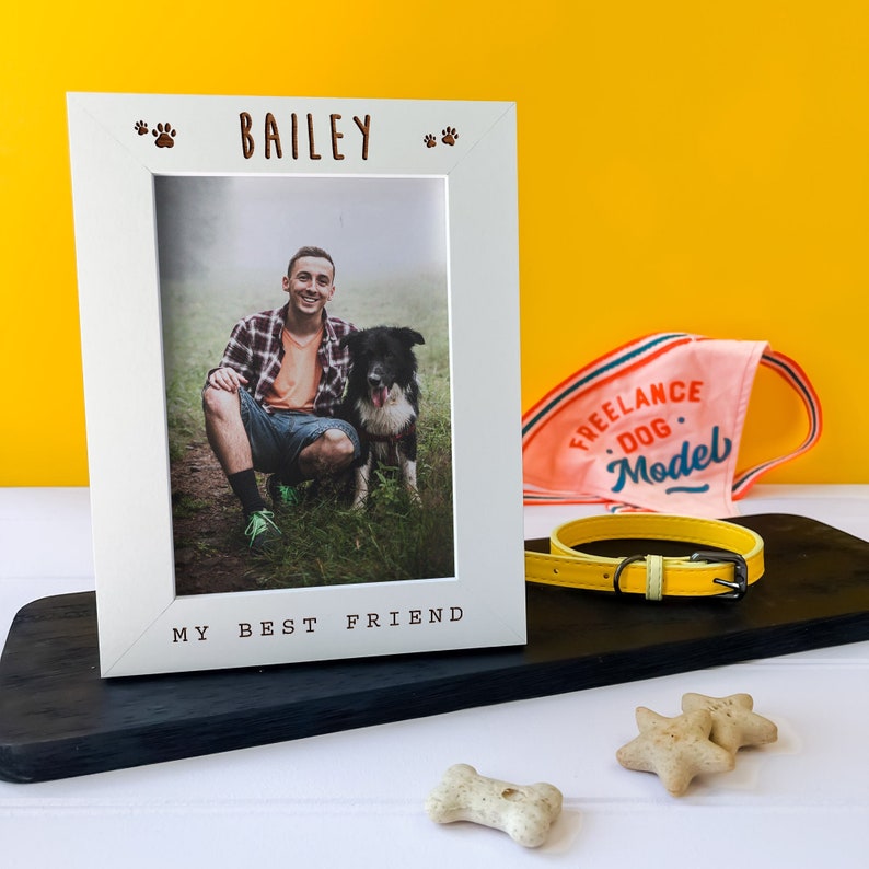 Personalised Dog Memorial Gift Photo Frame, Pet Cat Owners Dog Mom, Dog Memorial Present, Custom Text Engraved Pet Picture Frame image 9