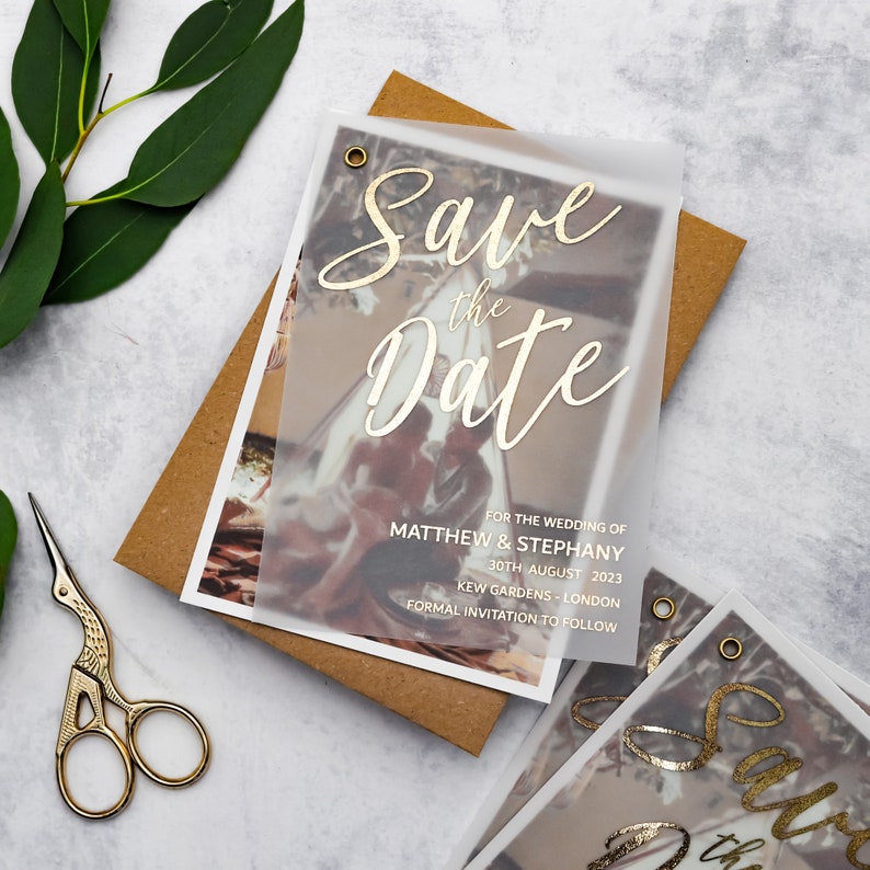 Foil Vellum Save the Date Cards Vellum Wedding Invitation Etsy