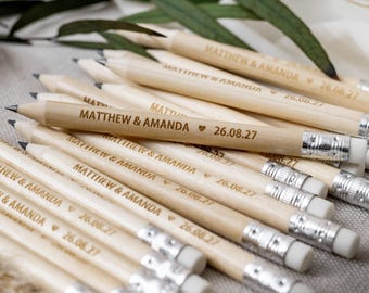 Pencil Us In Wedding Invitations | Rustic Save The Date Cards, Personalised Custom Engraved Pencils Favour, Wedding Gift, Boho Wedding