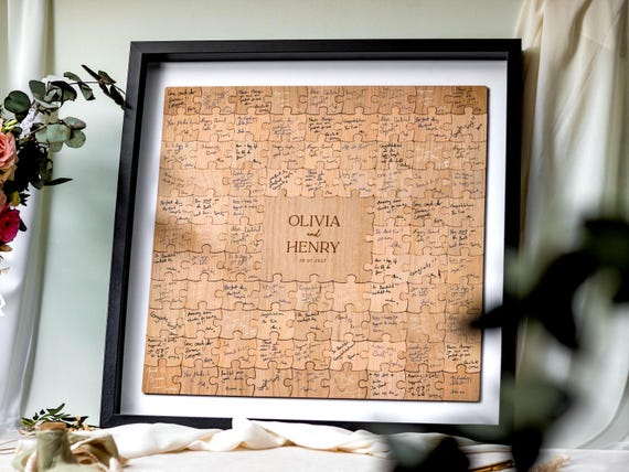 Wedding Guest Book Alternative | Puzzle Guestbook Alternative Wedding, Custom Rustic Wedding Décor, Personalised Puzzle Guest Book