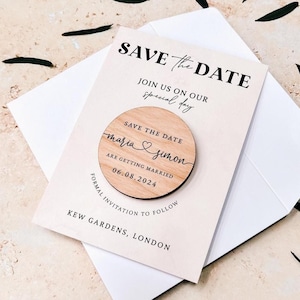 Save the Dates Magnet mit Karten | Einfache Save the Date Hochzeitsmagneten | Moderne Save our Date oder Abend-Einladungen | Minimalist lädt ein