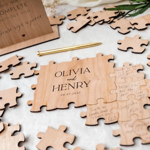 Hochzeitsgästebuch Alternative | Puzzle-Gästebuch Alternative Hochzeit, individuelles rustikales Hochzeitsdekor, personalisiertes Puzzle-Gästebuch Bild 4