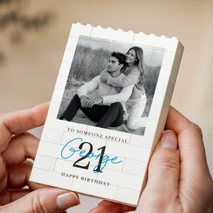 Regalo personalizzato per il 21° compleanno per lui, mattoncini da costruzione personalizzati con foto per figlio, ricordo del passaggio all'età adulta immagine 10
