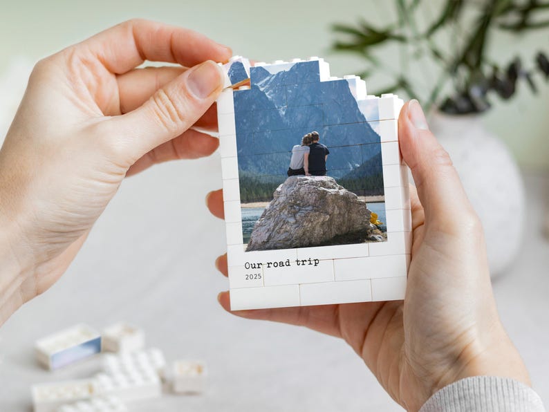Travel Memory Gift, Personalised Road Trip Photo Block, Adventure Couple Keepsake, Holiday Photo Gift, Custom Wanderlust Memory Present image 11