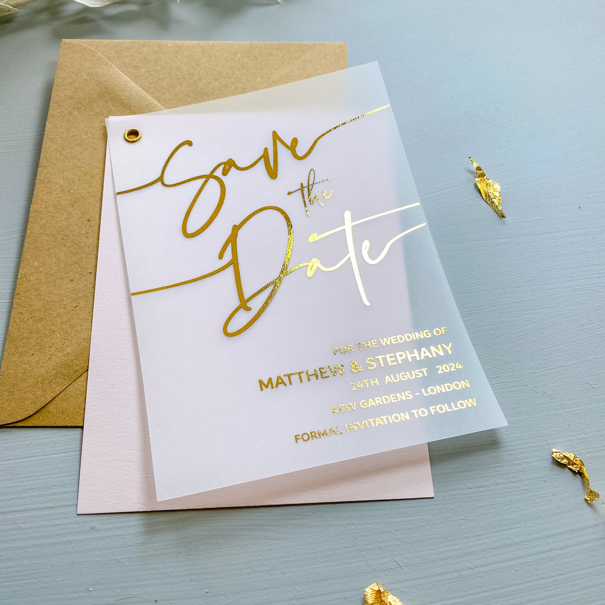 Save the Date Save the Date Cards With Envelopes Gold Foiled -   Foil  save the dates, Wedding saving, Personalised wedding invitations