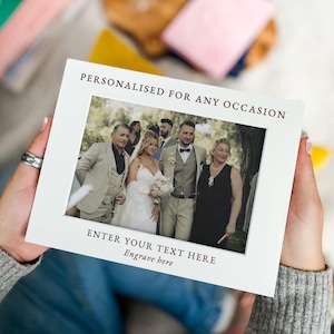 Personalised Any Text Wooden Photo Frame Gift | Custom Engraved Picture Frame, Name Date Message,  Home Decor Christmas  5x7 4x6