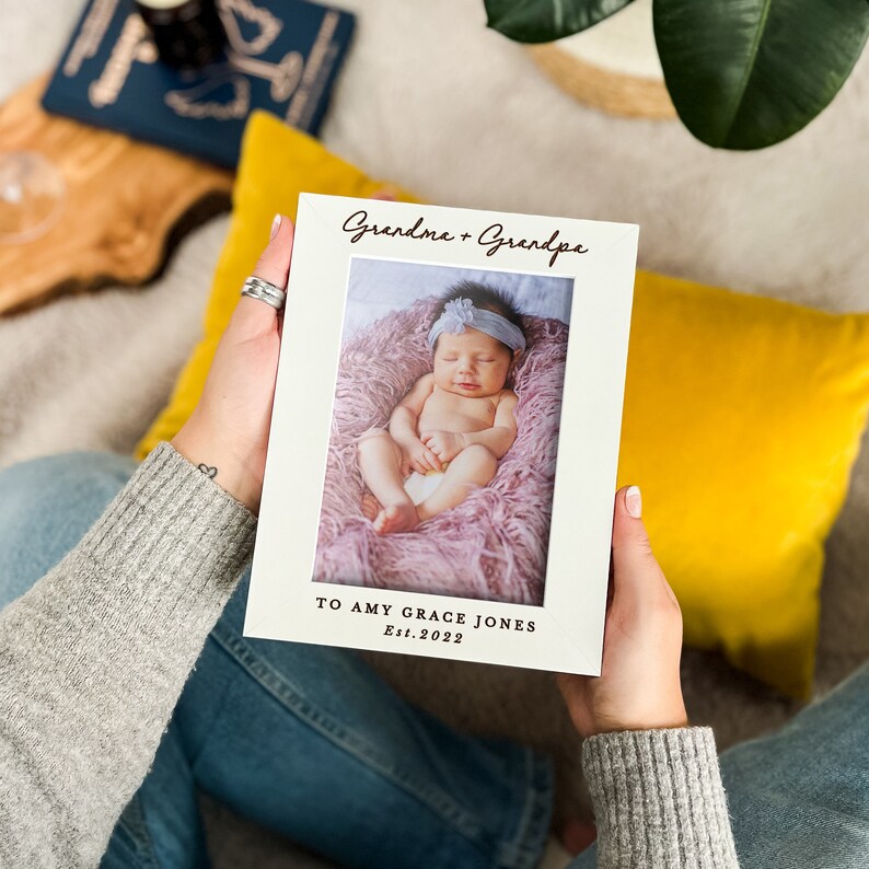 Grandparent Gift, Personalised Gift For New Grandparents, Baby Announcement Photo Frame, Gift For Great Grandma Grandpa Nanny zdjęcie 6