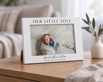Personalised New Baby Gift, Birth Announcement Photo Frame, New Parent Present, Baby's First Christmas Gift For Grandparents