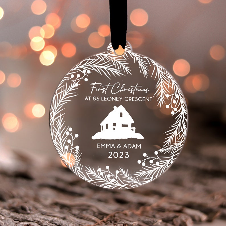 First Christmas New Home Gift Bauble, Personalised In Our First Home Christmas Ornament, First Christmas New House Decoration Couple Gift image 4