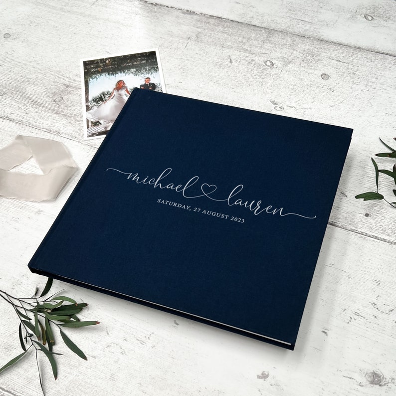 Personalised Wedding Guest Book Gift Linen Guestbook with 6 Colour Choice Wedding Photo Album Polaroid Guest Book Wedding Gift Ideas image 9