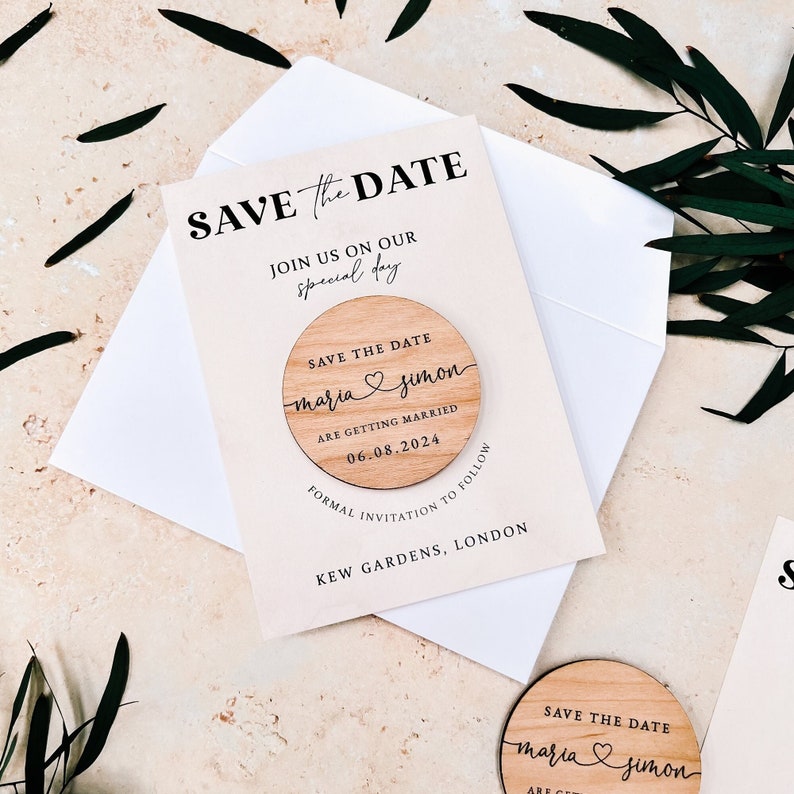 Save the Dates Magnet with Cards Simple Save the Date Wedding Magnets Modern Save out Date or Evening Invitations Minimalist Invites image 1