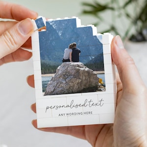 Personalised Anniversary Photo Gift, Couple Adventure Keepsake, Custom Text Photo Memory Block, Travel Memory Gift For Couple, Wedding Gift