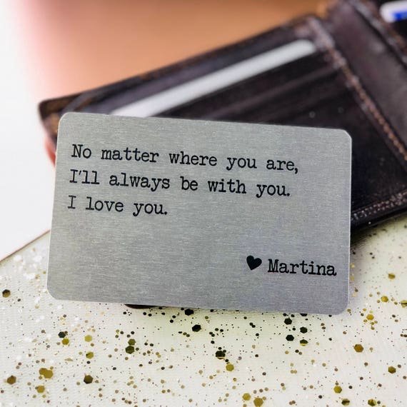 Personalized Metal Wallet Insert Card with Love Quote Long Etsy