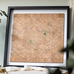 Wedding Guest Book Alternative | Puzzle Guest Book, Custom Guestbook, Rustic Botanical Wedding Décor, Unique Guest Book, Personalised Puzzle