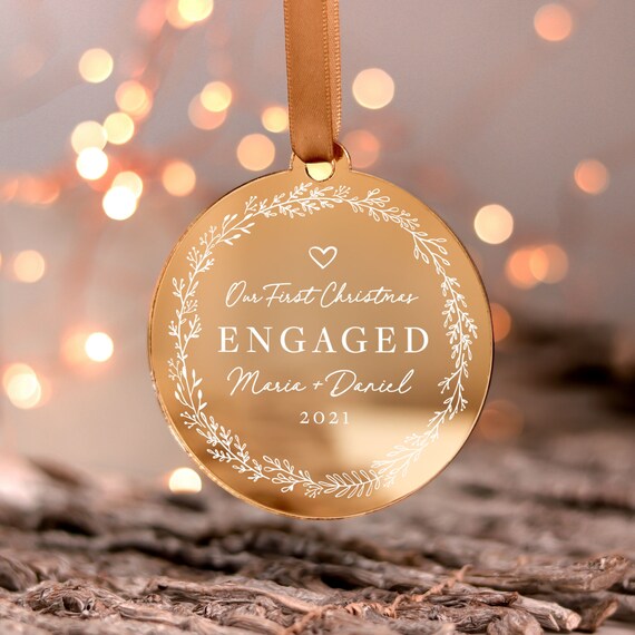 Personalised engagement on sale christmas bauble