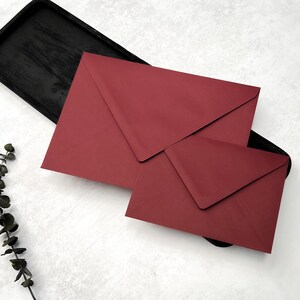 Burgundy Envelopes C6, Luxury A6 Red Wedding Invitations Envelope, Save the Dates or RSVP Envelopes, Free Foil Stickers image 8