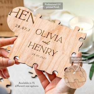 Hochzeitsgästebuch Alternative | Puzzle-Gästebuch Alternative Hochzeit, individuelles rustikales Hochzeitsdekor, personalisiertes Puzzle-Gästebuch Bild 3