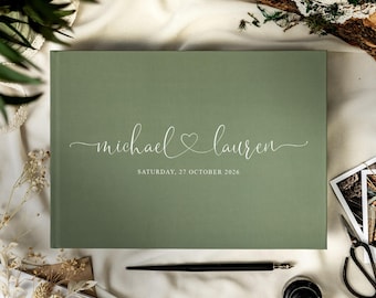 Custom Wedding Guest Book, Sage Green Wedding Photo Album, Wedding Planner, Reception Guestbook Sign, Unique Wedding Keepsake Gift Ideas