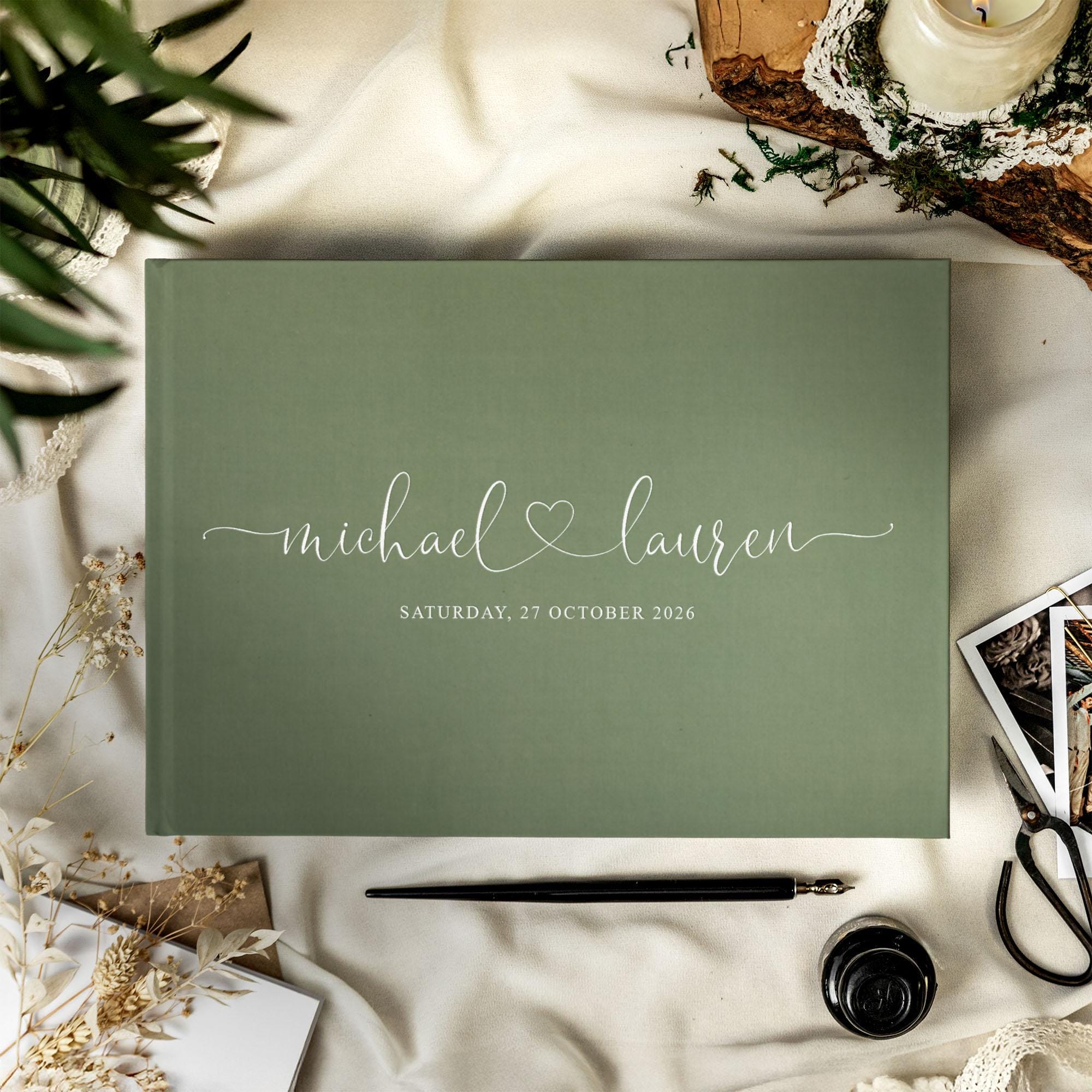 Libro Degli Ospiti Per Matrimonio In Legno 30,5x21,6 Cm – Copertina Rigida Con Penne E Cartello