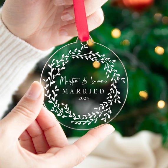 Our First Christmas Married Ornament Just Married Bauble Mr Mrs Christmas Bauble Decoration Custom Couple Gift Engaged Together 2024 Etsy UK