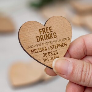 Save The Date Magnet, Wedding Invitations, Rustic Fall Winter Save The Dates Cards Heart, Custom Wooden Boho Wedding Invites, Elegant image 4
