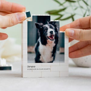 Pet Memorial Gift, Personalised Dog Photo Keepsake, Forever In Our Hearts Block, Pet Loss Sympathy Present, Custom Dog Memory Display