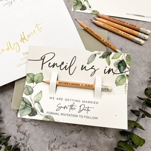 Pencil Us In Save the Date Cards Save the Dates Wedding Invitations Personalised Rustic Botanical Magnets Minimalist Save the Dates image 4