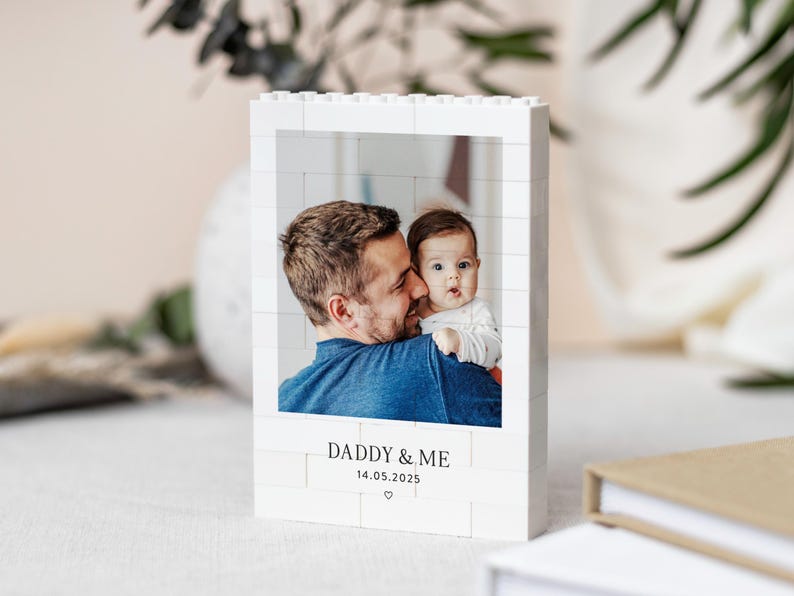 Daddy And Me Photo Keepsake, Personalised Fathers Day Gift, Dad And Baby Keepsake Block, New Dad Birthday Present, Gift For Daddy From Kids image 7