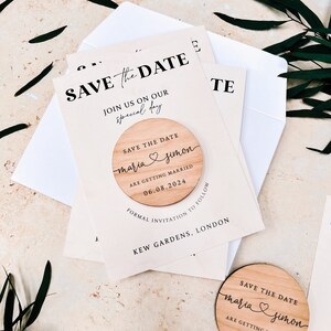 Save the Dates Magnet with Cards Simple Save the Date Wedding Magnets Modern Save out Date or Evening Invitations Minimalist Invites imagen 9