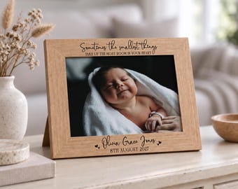 Personalised Baby Birth Announcement Frame, Newborn Gift For Parents, Nursery Decor, Christmas Photo Gift For Grandma Or New Mummy