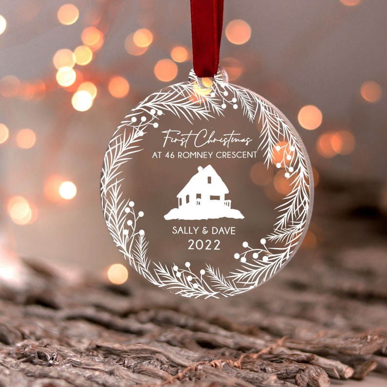 First Christmas New Home Gift Bauble, Personalised In Our First Home Christmas Ornament, First Christmas New House Decoration Couple Gift image 5