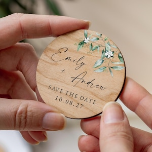 Save the Date Magnet with Cards | Sage Green Save the Date Wedding Magnets | Personalised Wood Save the Date or Evening | Botanical Invites image 9